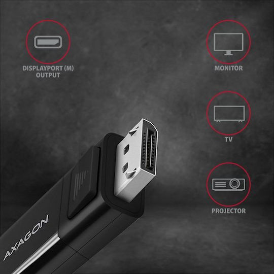 Axagon Video Cable USB-C male - DisplayPort Μαύρο 1.8m RVC-DPC