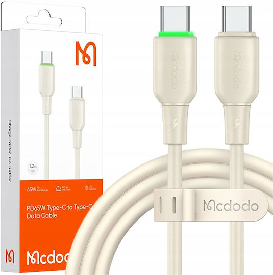 Mcdodo Cablu USB 2.0 USB-C Masculin - USB-C 65W PD Bej 1.2m CA-4770