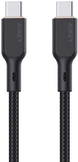 Aukey Braided USB 2.0 Cable USB-C male - USB-C 100W PD Μαύρο 1m CB-KCC101