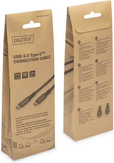 Digitus USB 4 Video Cable USB-C Male - USB-C 100W PD Black 3m