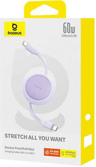 Baseus Mini USB 2.0 Kabel USB-C männlich - USB-C 60W PD Lila 1m P10364500511-01