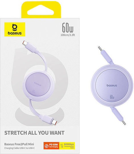 Baseus Mini USB 2.0 Kabel USB-C männlich - USB-C 60W PD Lila 1m P10364500511-01