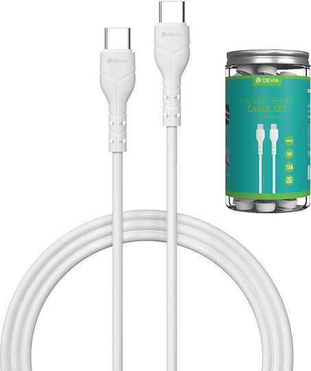 Devia EC151 Value Pack 30pcs USB 2.0 Cable USB-C male - USB-C PD Λευκό 1m 325724 30τμχ