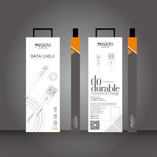 Yesido CA-22 USB 2.0 Cable USB-C Male - USB-A White 1.2m