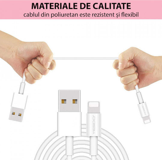 Yesido CA-22 USB 2.0 Cable USB-C Male - USB-A White 1.2m