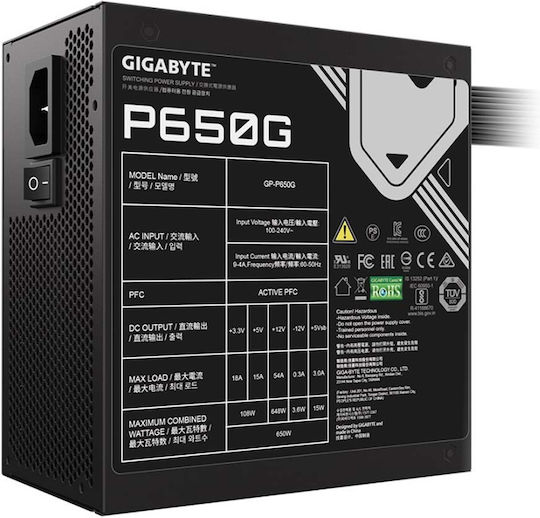 Gigabyte GP-P650G 650W Black Computer Power Supply Full Wired 80 Plus Gold