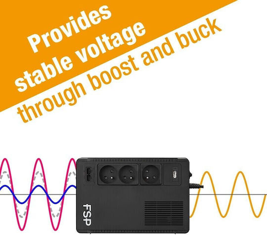FSP/Fortron ECO 800-FR UPS Line-Interactive 800VA 480W με 3 Schuko Πρίζες