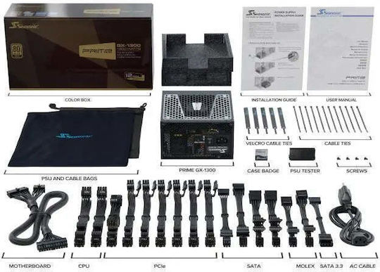 Seasonic Prime 1300W Μαύρο Τροφοδοτικό Υπολογιστή Full Modular 80 Plus Gold