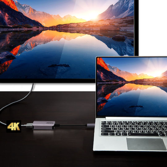 Aten Convertor USB-C / HDMI masculin în HDMI / USB-C feminin Gri 1buc UC3008A1-AT