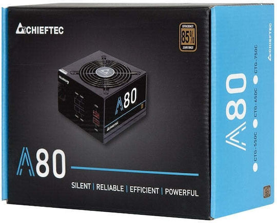 Chieftec CTG-650C 650W Μαύρο Τροφοδοτικό Υπολογιστή Semi Modular 80 Plus Standard