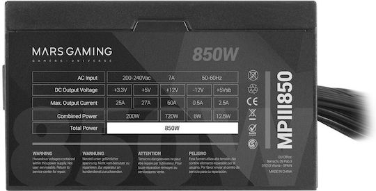 Mars Gaming MPIII850 850W Черен Компютърно захранване Пълен кабел