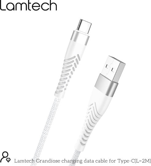 Lamtech USB 2.0 Cable USB-C male - USB-A 18W Λευκό 2m LAM450299