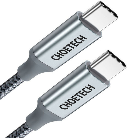 Choetech USB 2.0 Cable USB-C male - USB-C 100W Ασημί 1.8m