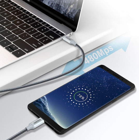 Choetech USB 2.0 Cable USB-C male - USB-C 100W Ασημί 1.8m