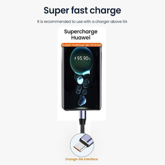 Techsuit Data Cable Ucb320-z Usb To Type-c Super Fast Charging 100w 480mbps 6a Nylon Aluminum Alloy 1m Black