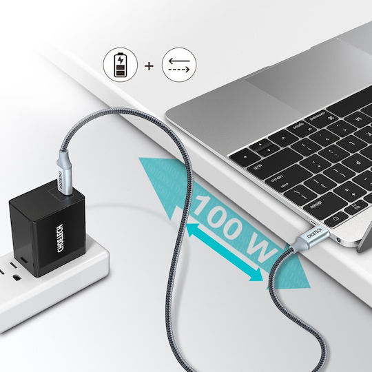 Choetech USB 2.0 Cable USB-C male - USB-C 100W Ασημί 1.8m