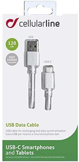 Cellular Line Regular USB 2.0 Cablu USB-C bărbătesc - USB-A Alb 1.2m