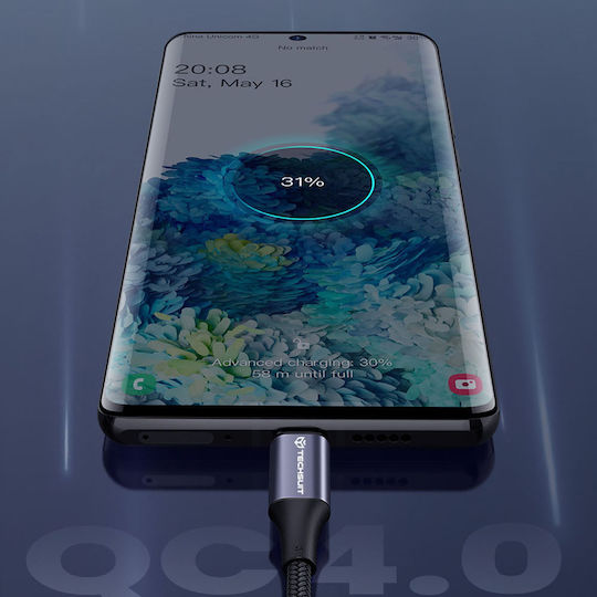 Techsuit USB 2.0 Kabel USB-C männlich - USB-C 100W PD Schwarzes 1m