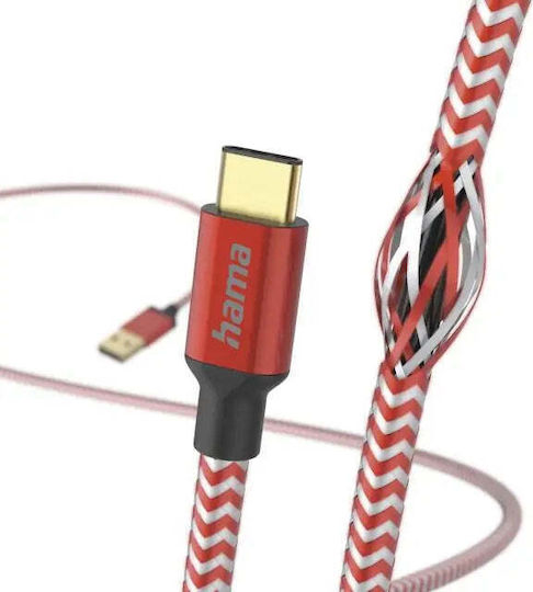 HAMA Cablu USB 2.0 USB-C Masculin - USB-A Roșu 1.5m 00201559