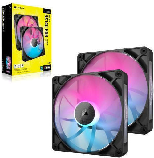 Corsair iCue Link RX140 Case Fan 1700rpm 95.7cfm with RGB Lighting and 4-Pin PWM Connection 2pcs