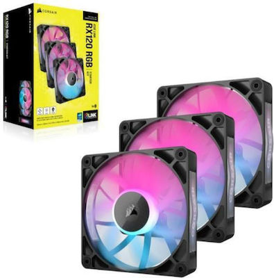 Corsair iCue Link RX120 Case Fan με RGB Φωτισμό και Σύνδεση 4-Pin PWM 3τμχ