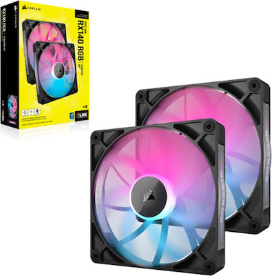 Corsair iCUE LINK RX140 Case Fan with RGB Lighting and Connection 4-Pin PWM 2pcs