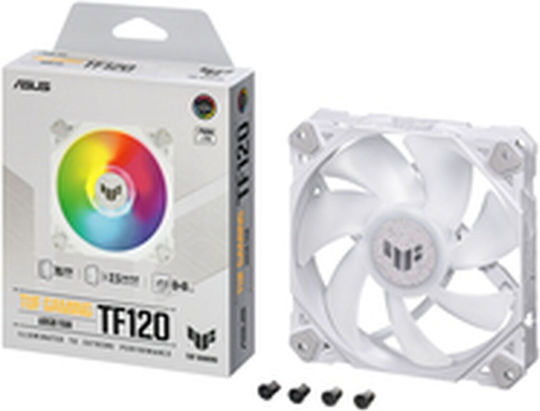 Asus TF120 Case Fan 1900rpm 76cfm with ARGB Lighting and 4-Pin PWM Connection White
