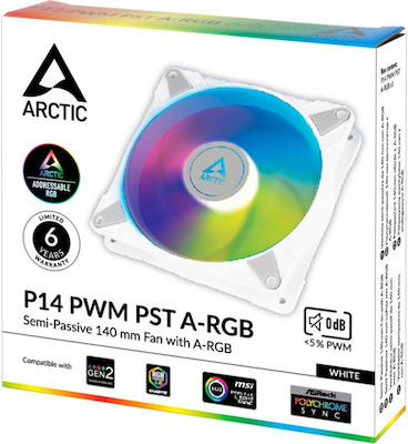 Arctic P14 PWM PST A-RGB Gehäuselüfter 140mm mit Verbindung 4-Pin 1Stück Weiß