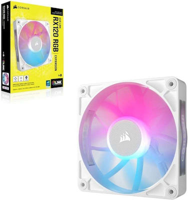 Corsair ICUE Link RX120 Корпусен вентилатор с RGB осветление и връзка 4-изводна ШИМ 1бр Бял