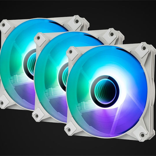 Darkflash Infinity 8 3in1 Case Fan 120mm (2000rpm / 62.18cfm) με RGB Φωτισμό και Σύνδεση 4-Pin PWM 3τμχ Λευκό