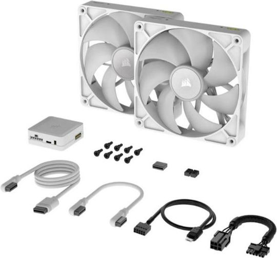 Corsair iCue Link RX140 Case Fan 1700rpm 95.7cfm with RGB Lighting and 4-Pin PWM Connection 2pcs White