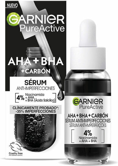 Garnier Pure Active Aha Bha Carbón Серум За лице с Ниацинамид & Салицилова киселина за Блясък 30мл