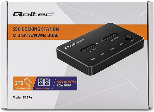 Qoltec Docking Station for 2 Hard Drives PCIe/SATA M.2 (2230)" / M.2 (2242)" / M.2 (2260)" / M.2 (2280)" with Connection USB-C (52274)