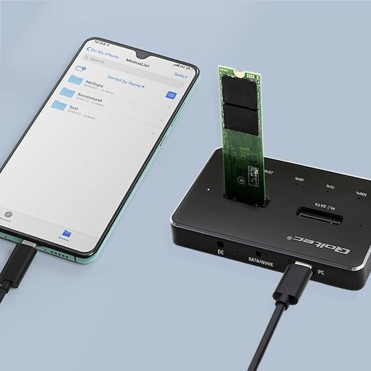 Qoltec Docking Station for 2 Hard Drives PCIe/SATA M.2 (2230)" / M.2 (2242)" / M.2 (2260)" / M.2 (2280)" with Connection USB-C (52274)