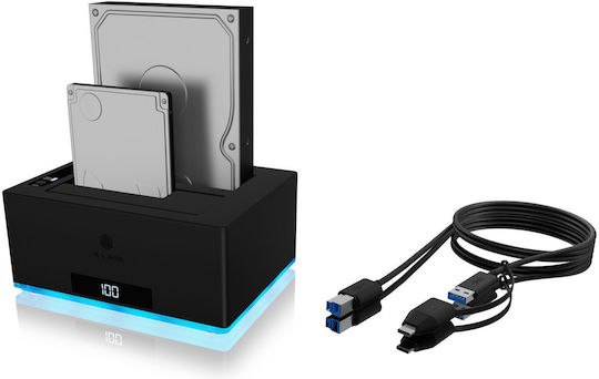 Icy Box Docking Station for 2 Hard Drives SATA 3.5" / 2.5" with Connection USB 3.1 / USB-C (IB-127CL-U3)