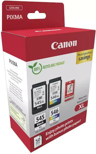 Canon PG-545/CL-546XL Γνήσιο Πακέτο 2 Μελανιών Εκτυπωτή InkJet Μαύρο / Πολλαπλό (Color) (8286B012)