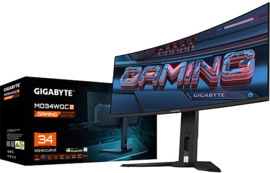 Gigabyte MO34WQC2 Ultrawide QD-OLED HDR Curved Gaming Monitor 34" 3440x1400 240Hz με Χρόνο Απόκρισης 0.03ms GTG