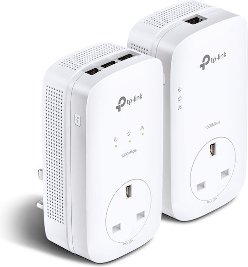 TP-LINK TL-PA8033P KIT v1 Powerline Double Wired with Passthrough Socket and 3 Gigabit Ethernet Ports