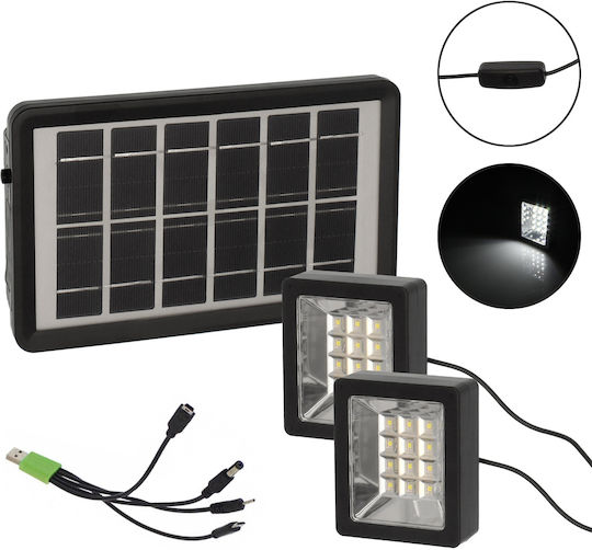 Andowl Solar Lighting System with USB Charging Solar Light 3W 6V with Mobile Charging Ports Black Q-D630
