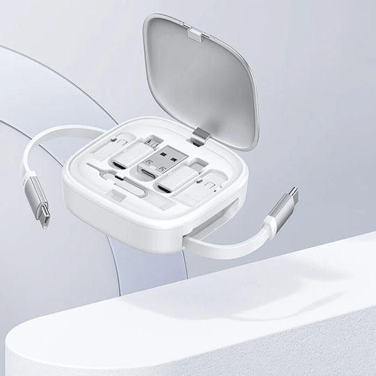 Usams US-SJ650 Ausziehbar / Tasche USB zu Typ-C,TC-TC / Blitzschlag / Micro-USB Kabel 3A Lila 1m (SJ650USB03)