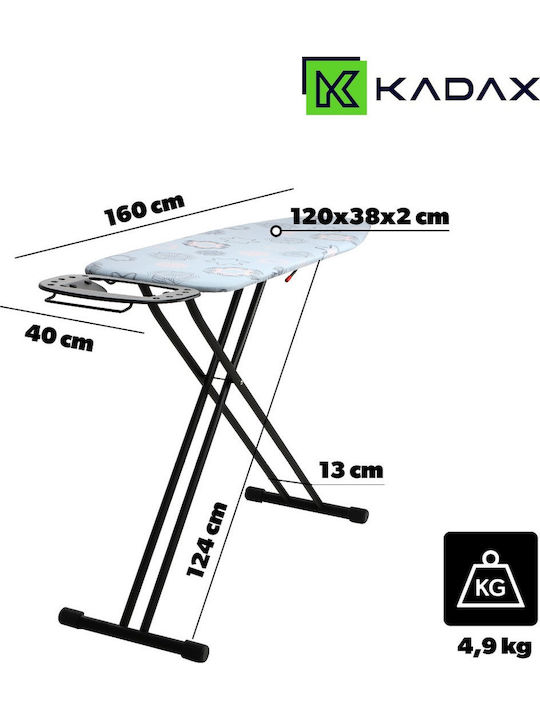 Kadax Bügelbrett für Dampfbügeleisen Zusammenklappbar 120x38cm