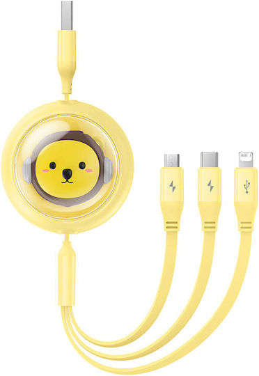 Baseus Retractable USB to Type-C Cable 3.5A Κίτρινο 1.1m