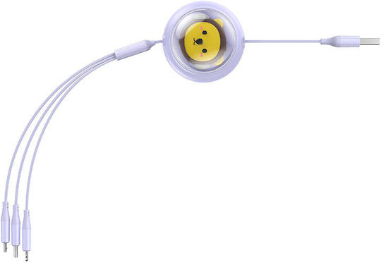 Baseus Retractable USB to Type-C Cable 3.5A Μωβ 1.1m