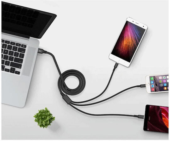 KLGO Geflochten USB zu Blitzschlag / Typ-C,TC-TC / Micro-USB Kabel Schwarz 1.2m