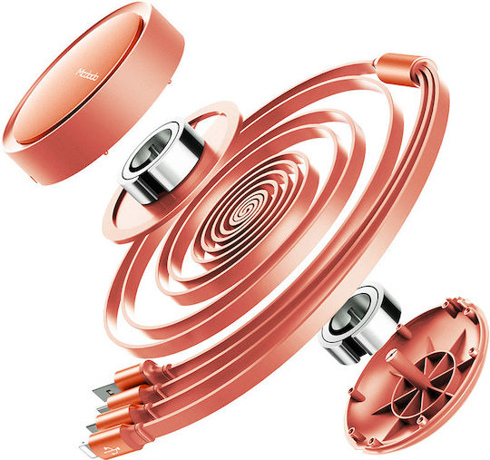 Mcdodo Flat / Retractable USB to Lightning / Type-C / micro USB 1.2m 3A Cable Orange (CA-7252)