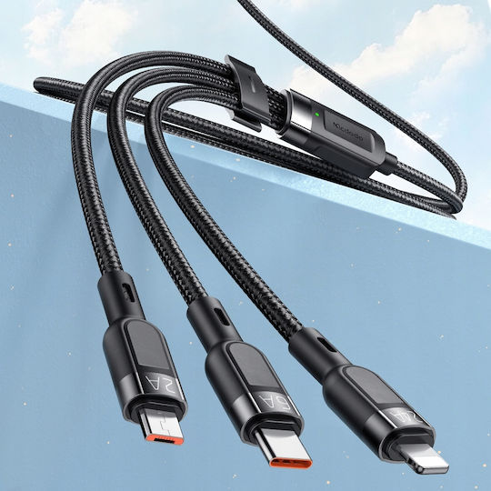 Mcdodo Braided USB to Type-C / Lightning / micro USB Cable Μαύρο 1.2m (CA-0930)