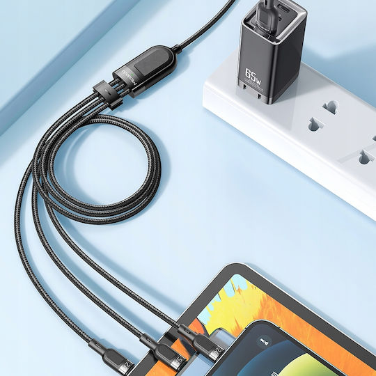 Mcdodo Braided USB to Type-C / Lightning / micro USB Cable Μαύρο 1.2m (CA-0930)