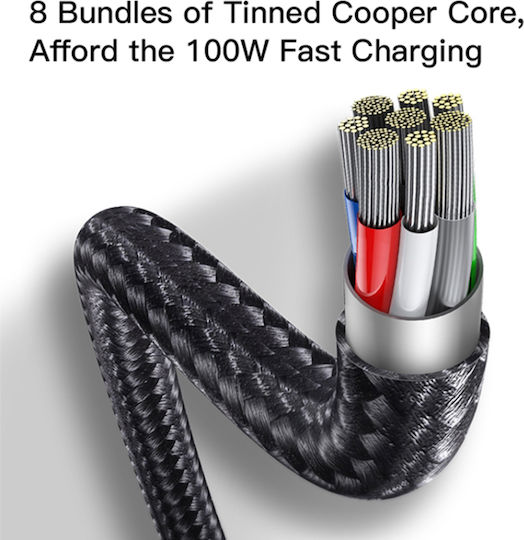 Yesido Geflochtenes USB-zu-Blitzschlag / Typ-C Kabel 3,5A Schwarz 1,4m 480Mbps