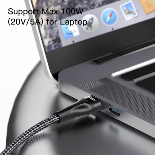 Yesido Geflochtenes USB-zu-Blitzschlag / Typ-C Kabel 3,5A Schwarz 1,4m 480Mbps