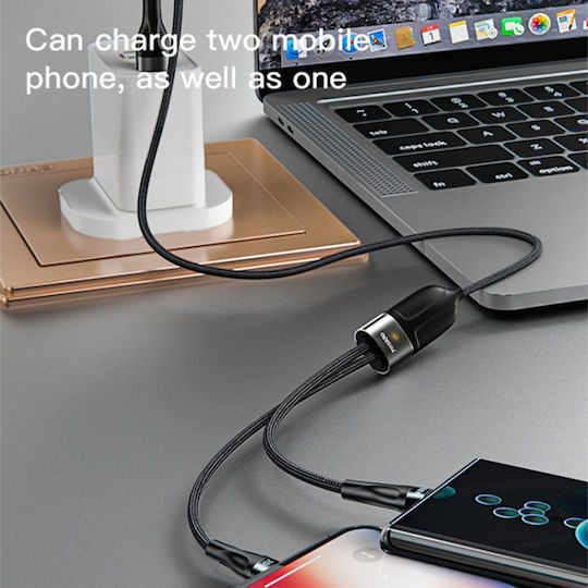 Yesido Geflochtenes USB-zu-Blitzschlag / Typ-C Kabel 3,5A Schwarz 1,4m 480Mbps